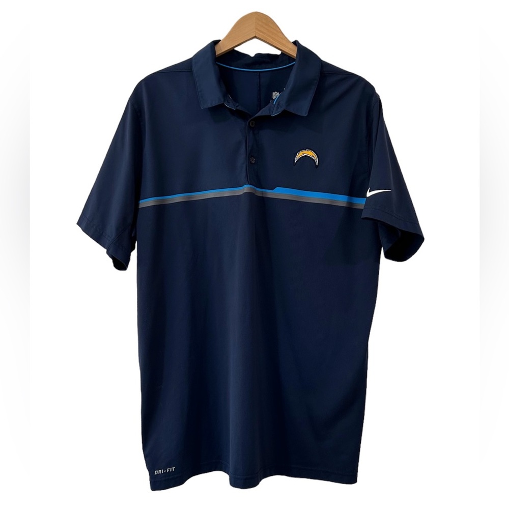 Nike Los Angeles Chargers men’s polo shirt XL navy blue dri fit coach football